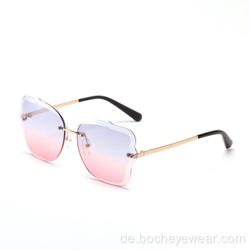 Fashion Rimless Luxury Neueste Strass übergroße UV400 Schatten Sonnenbrille Männer 2021
